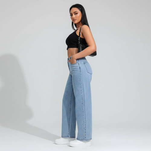 Jeans – Baggy Denim Pants, Loose Fit Casual Straight Leg Pant for Girls & Womens - Image 3
