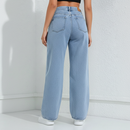 Jeans – Baggy Denim Pants, Loose Fit Casual Straight Leg Pant for Girls & Womens - Image 4