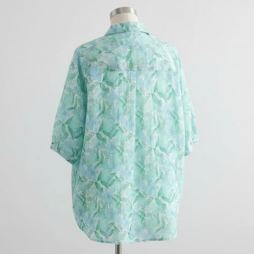 Shirt with Multicolor Floral Print & Half Sleeves, Collar Neck - Image 13
