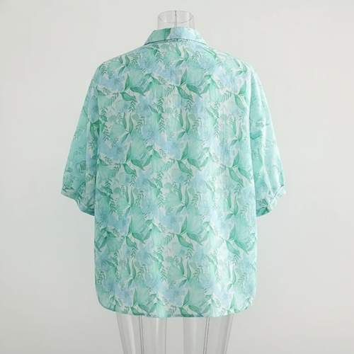 Shirt with Multicolor Floral Print & Half Sleeves, Collar Neck - Image 14