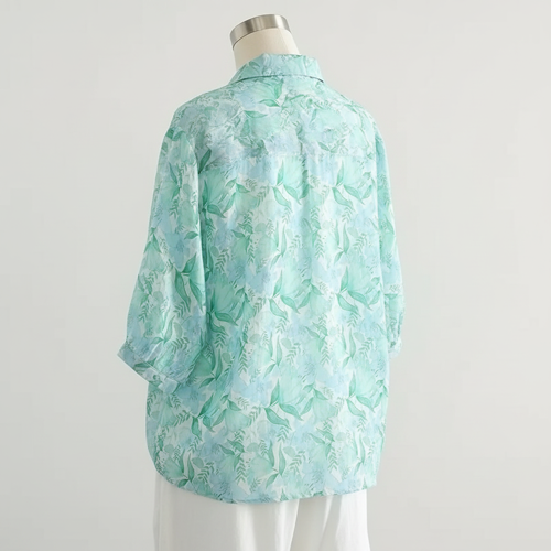 Shirt with Multicolor Floral Print & Half Sleeves, Collar Neck - Image 15