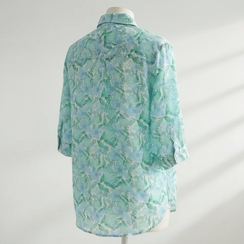 Shirt with Multicolor Floral Print & Half Sleeves, Collar Neck - Image 16