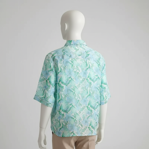Shirt with Multicolor Floral Print & Half Sleeves, Collar Neck - Image 17