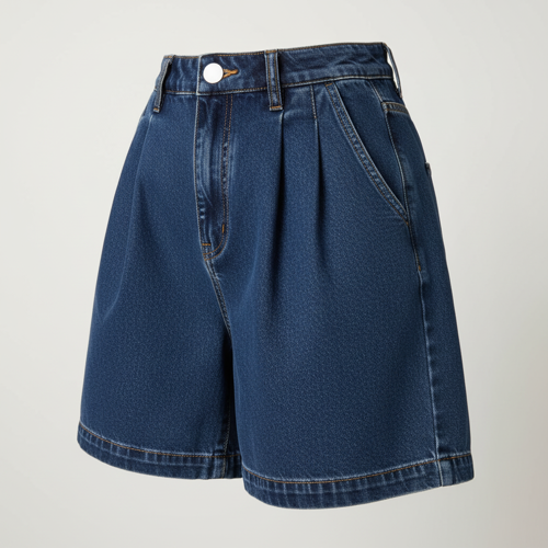 Girl’s & Women’s Dark Blie High Waisted Denim Shorts, 2025 Fashion Vintage Wash, Straight Cut (Short 234 Dark Blue-M)