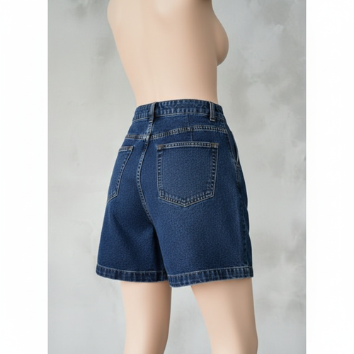 Girl’s & Women’s Dark Blie High Waisted Denim Shorts, 2025 Fashion Vintage Wash, Straight Cut (Short 234 Dark Blue-M) - Image 5