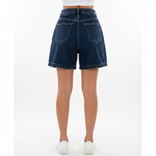 Girl’s & Women’s Dark Blie High Waisted Denim Shorts, 2025 Fashion Vintage Wash, Straight Cut (Short 234 Dark Blue-M) - Image 6