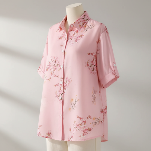 Shirt with Collared Neck and Half Sleeves in Relaxed Fit Style - Image 11