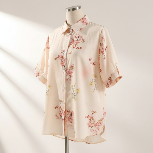 Shirt with Collared Neck and Half Sleeves in Relaxed Fit Style - Image 17