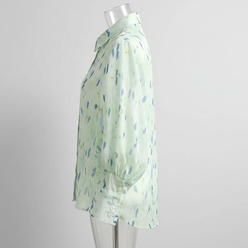 Shirt with Button Down Front, Puff Sleeves and Relaxed Fit Design - Image 6
