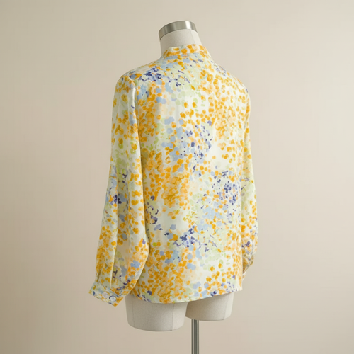 Top with Mandarin Collar, Half Button Placket and Relaxed Fit Sleeves - Image 2