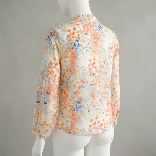 Top with Mandarin Collar, Half Button Placket and Relaxed Fit Sleeves - Image 11