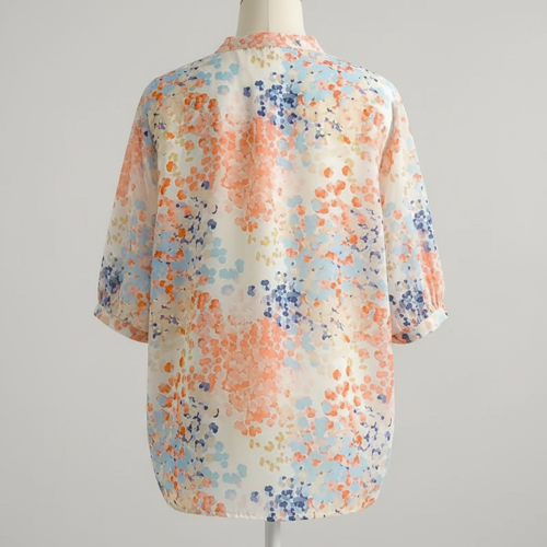 Top with Mandarin Collar, Half Button Placket and Relaxed Fit Sleeves - Image 13
