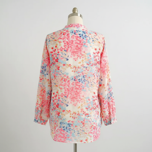 Top with Mandarin Collar, Half Button Placket and Relaxed Fit Sleeves - Image 18