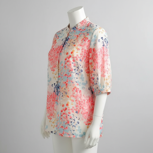 Top with Mandarin Collar, Half Button Placket and Relaxed Fit Sleeves - Image 20