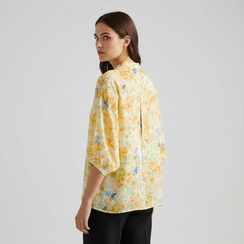Top with Mandarin Collar, Half Button Placket and Relaxed Fit Sleeves - Image 3