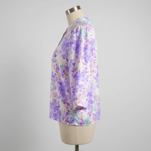 Top with Mandarin Collar, Half Button Placket and Relaxed Fit Sleeves - Image 24