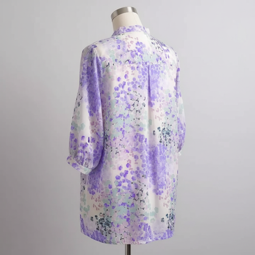 Top with Mandarin Collar, Half Button Placket and Relaxed Fit Sleeves - Image 27
