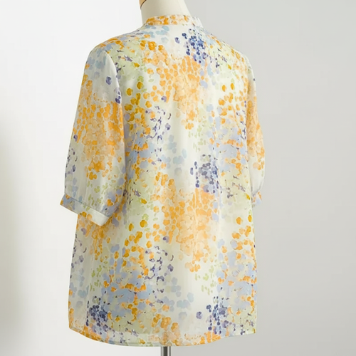 Top with Mandarin Collar, Half Button Placket and Relaxed Fit Sleeves - Image 5
