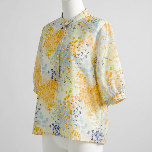 Top with Mandarin Collar, Half Button Placket and Relaxed Fit Sleeves - Image 6