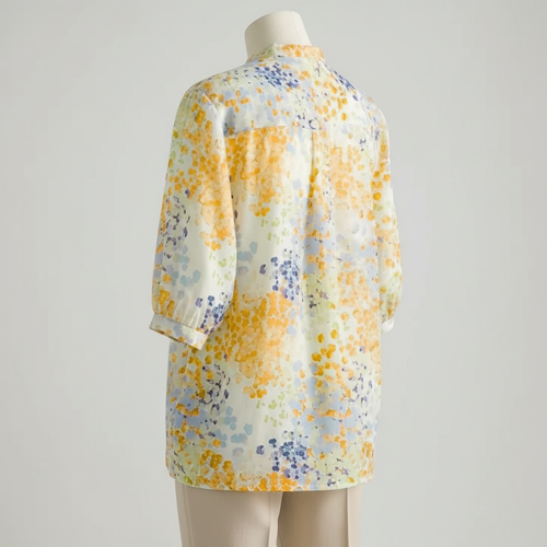 Top with Mandarin Collar, Half Button Placket and Relaxed Fit Sleeves - Image 7