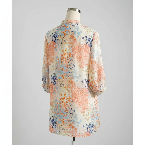 Top with Mandarin Collar, Half Button Placket and Relaxed Fit Sleeves - Image 8