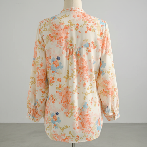 Top with Mandarin Collar, Half Button Placket and Relaxed Fit Sleeves - Image 10