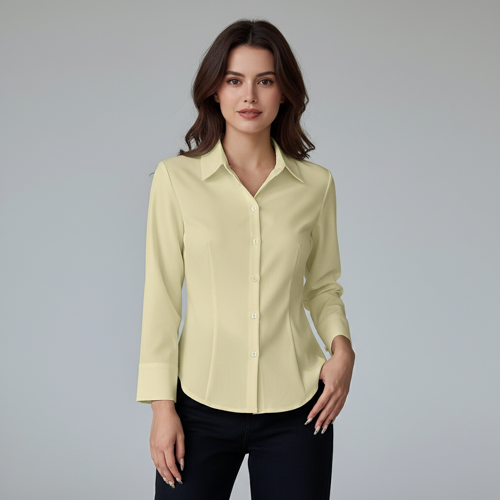 Women Polyester Modern Fit Yellow Solid Front Button Long Sleeve Casual Shirt - Image 15