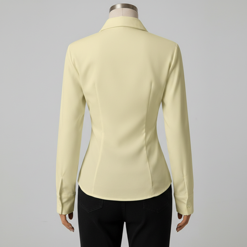 Women Polyester Modern Fit Yellow Solid Front Button Long Sleeve Casual Shirt - Image 16
