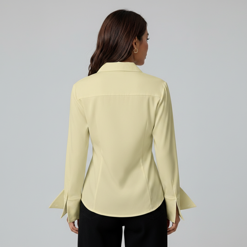 Women Polyester Modern Fit Yellow Solid Front Button Long Sleeve Casual Shirt - Image 18