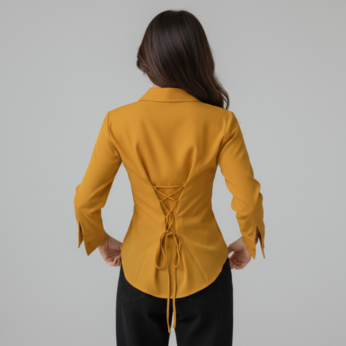 Women Polyester Modern Fit Yellow Solid Front Button Long Sleeve Casual Shirt - Image 20
