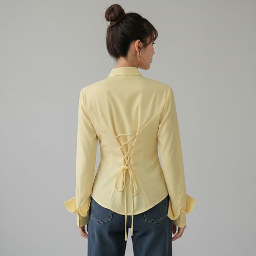 Women Polyester Modern Fit Yellow Solid Front Button Long Sleeve Casual Shirt - Image 22