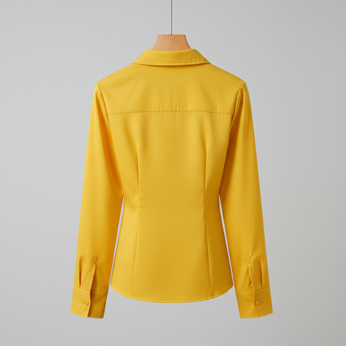 Women Polyester Modern Fit Yellow Solid Front Button Long Sleeve Casual Shirt - Image 4