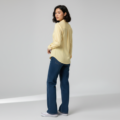 Women Polyester Modern Fit Yellow Solid Front Button Long Sleeve Casual Shirt - Image 6