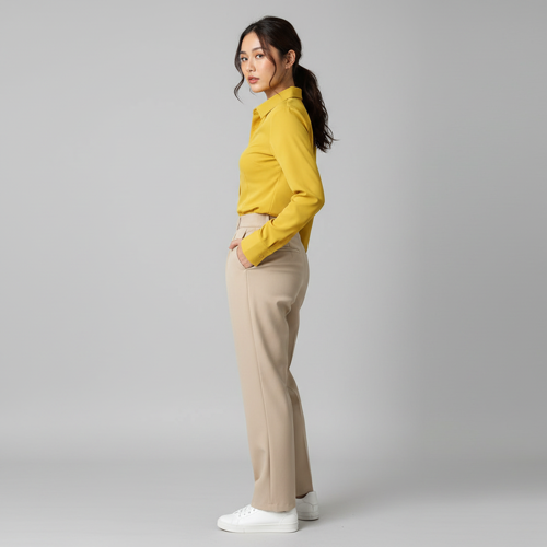Women Polyester Modern Fit Yellow Solid Front Button Long Sleeve Casual Shirt - Image 10