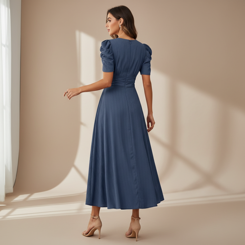 Dress for Women | New Year Party Outfit | Waist Cinched Puff Sleeve Western | Elegant Casual Wear (Dress 246) - Image 55