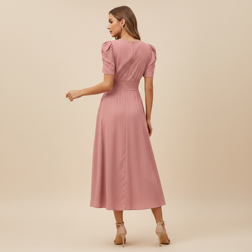 Dress for Women | New Year Party Outfit | Waist Cinched Puff Sleeve Western | Elegant Casual Wear (Dress 246) - Image 45