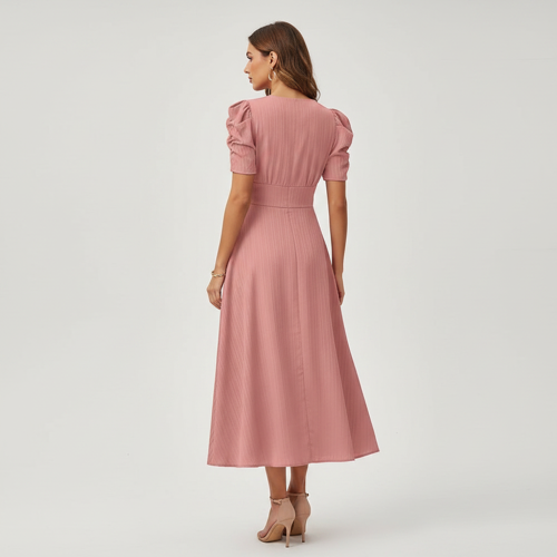 Dress for Women | New Year Party Outfit | Waist Cinched Puff Sleeve Western | Elegant Casual Wear (Dress 246) - Image 46