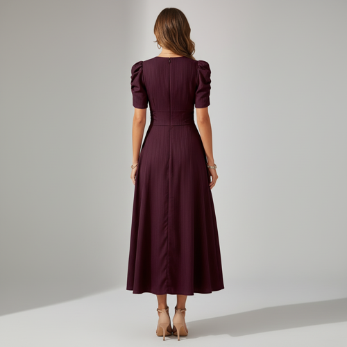 Dress for Women | New Year Party Outfit | Waist Cinched Puff Sleeve Western | Elegant Casual Wear (Dress 246) - Image 35