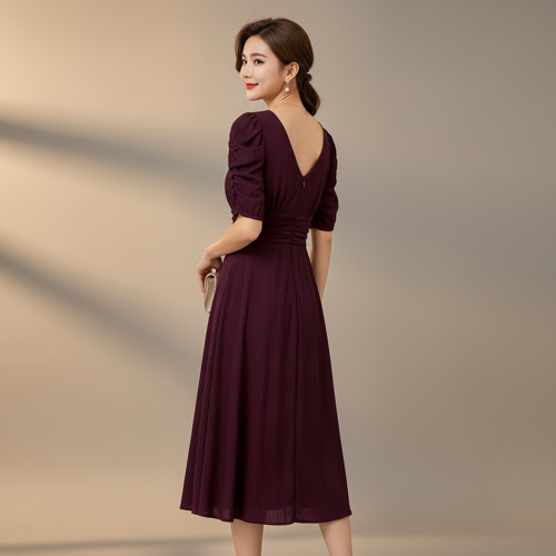 Dress for Women | New Year Party Outfit | Waist Cinched Puff Sleeve Western | Elegant Casual Wear (Dress 246) - Image 32