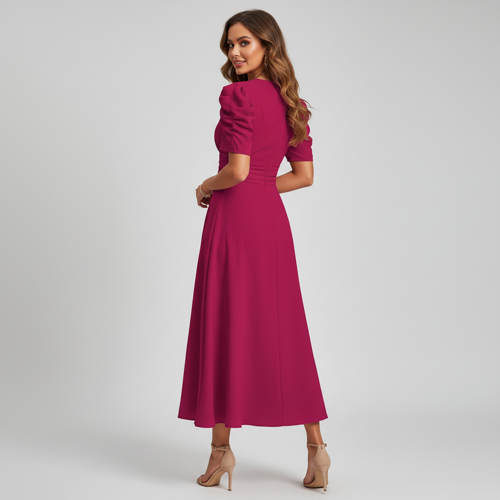 Dress for Women | New Year Party Outfit | Waist Cinched Puff Sleeve Western | Elegant Casual Wear (Dress 246) - Image 29