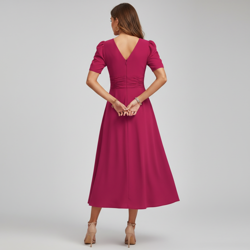 Dress for Women | New Year Party Outfit | Waist Cinched Puff Sleeve Western | Elegant Casual Wear (Dress 246) - Image 30