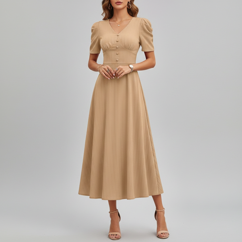 Dress for Women | New Year Party Outfit | Waist Cinched Puff Sleeve Western | Elegant Casual Wear (Dress 246) - Image 22
