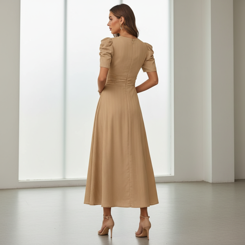 Dress for Women | New Year Party Outfit | Waist Cinched Puff Sleeve Western | Elegant Casual Wear (Dress 246) - Image 25