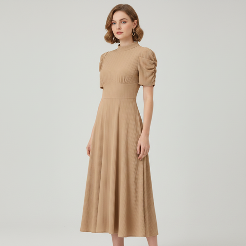 Dress for Women | New Year Party Outfit | Waist Cinched Puff Sleeve Western | Elegant Casual Wear (Dress 246) - Image 2