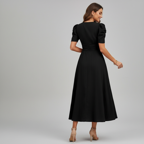 Dress for Women | New Year Party Outfit | Waist Cinched Puff Sleeve Western | Elegant Casual Wear (Dress 246) - Image 13