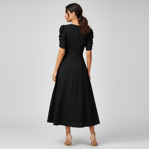Dress for Women | New Year Party Outfit | Waist Cinched Puff Sleeve Western | Elegant Casual Wear (Dress 246) - Image 14