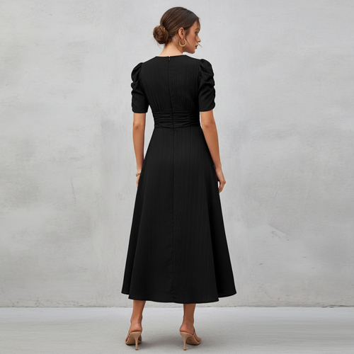 Dress for Women | New Year Party Outfit | Waist Cinched Puff Sleeve Western | Elegant Casual Wear (Dress 246) - Image 15