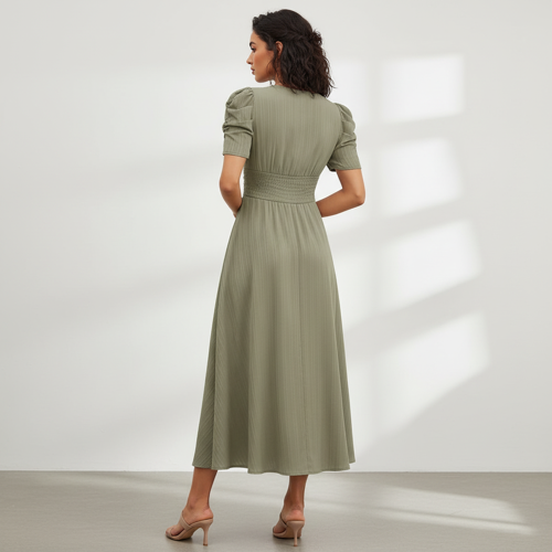 Dress for Women | New Year Party Outfit | Waist Cinched Puff Sleeve Western | Elegant Casual Wear (Dress 246) - Image 12