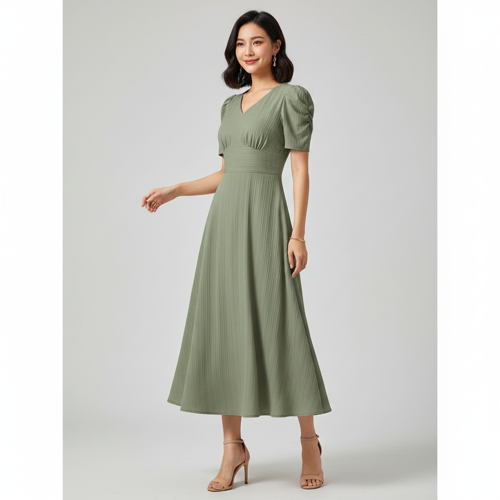 Dress for Women | New Year Party Outfit | Waist Cinched Puff Sleeve Western | Elegant Casual Wear (Dress 246) - Image 8