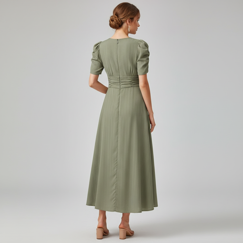 Dress for Women | New Year Party Outfit | Waist Cinched Puff Sleeve Western | Elegant Casual Wear (Dress 246) - Image 9